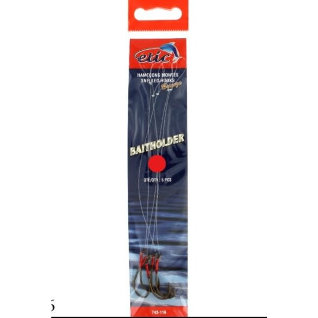 Etic Baitholder Snelled Hook 8" Bronze/Red Silk 5/Pkg