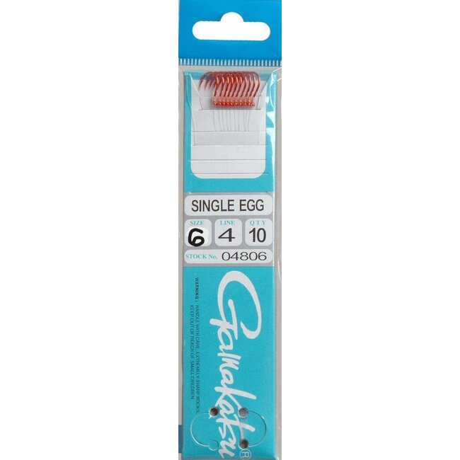 Gamakatsu Single Egg Hooks Barb on Shank Snell Red 10/Pkg