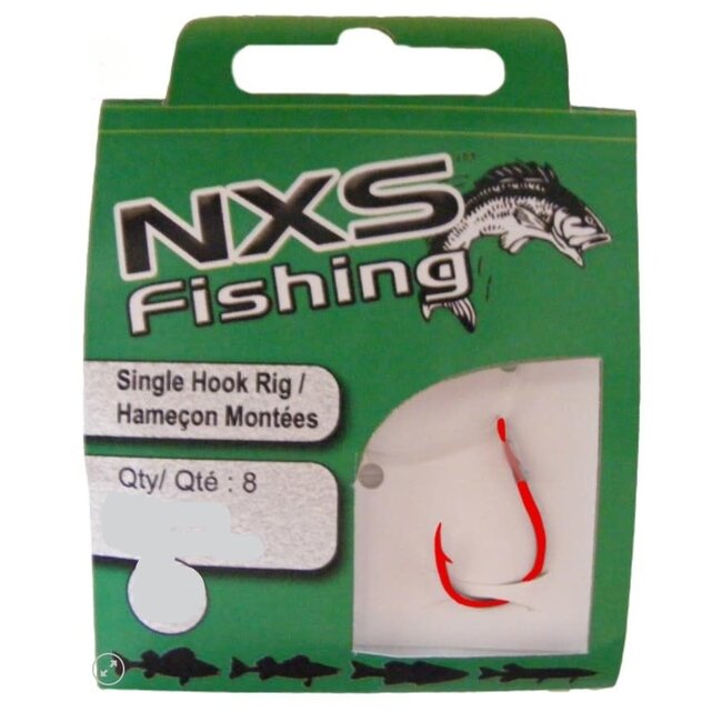 NXS Single Hook Rig 18" Red 8/Pkg