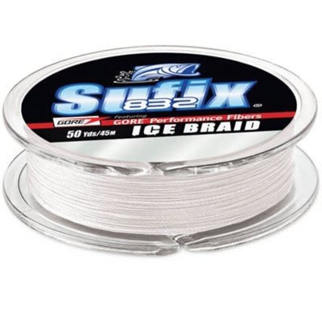 Fil Tressé Sufix 832 Ice Braid Blanc 4Lbs 50 Verges