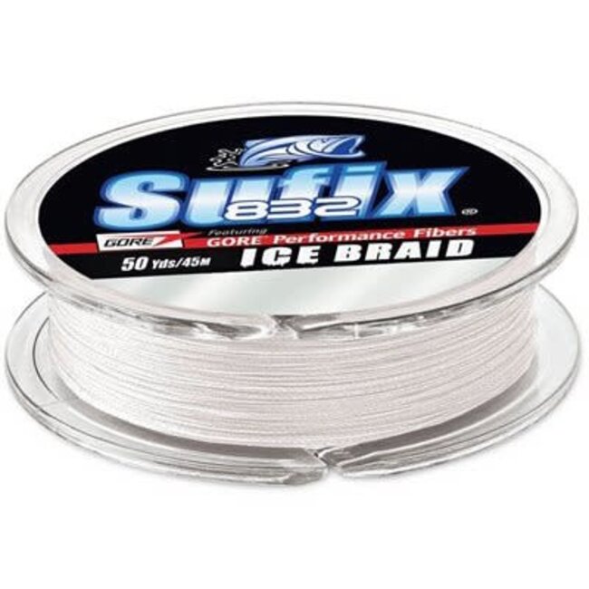 Fil Tressé Sufix 832 Ice Braid Blanc 6Lbs 50 Verges
