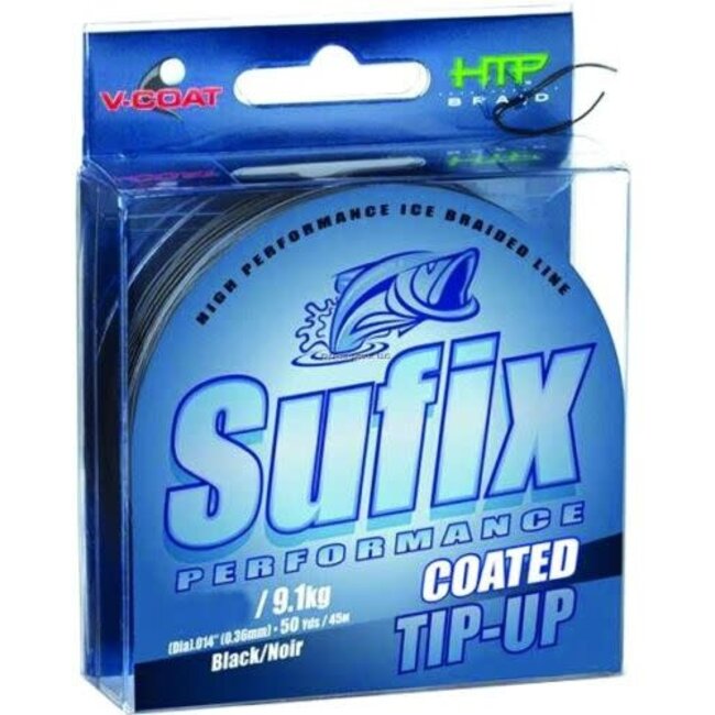 Sufix Coated Tip-Up Line Black 15Lbs 50 Yards