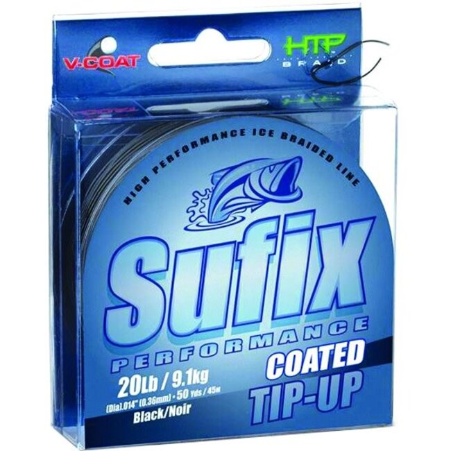 Sufix Coated Tip-Up Line Black  20Lbs 50 Yards