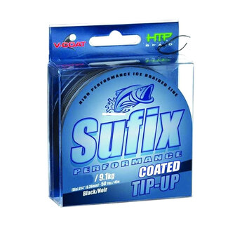 SUFIX Sufix Coated Tip-Up Line Black  30Lbs 50 Yards