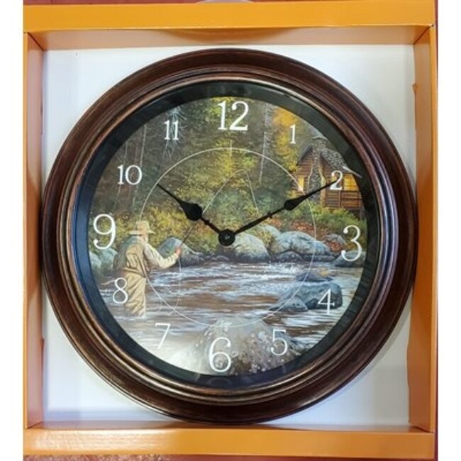 EDC Clock with Fly Fishing Landscape 16''