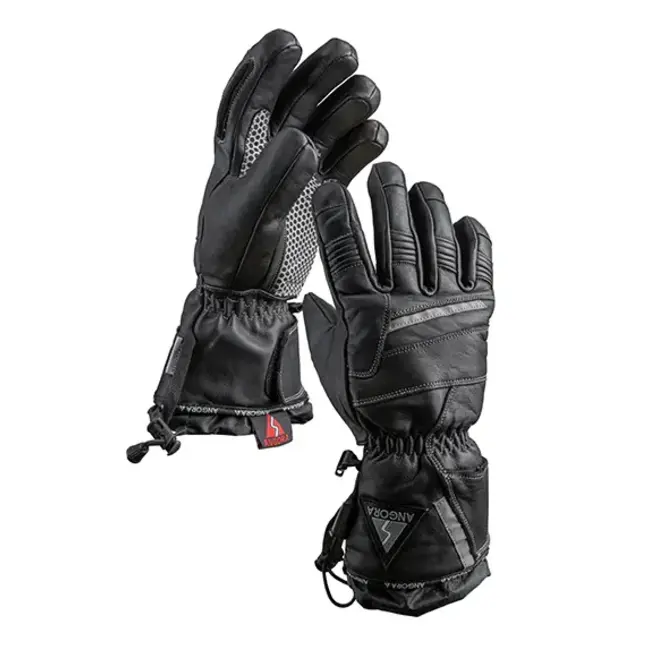 Angora Leather Gloves Pn66 Women's Black