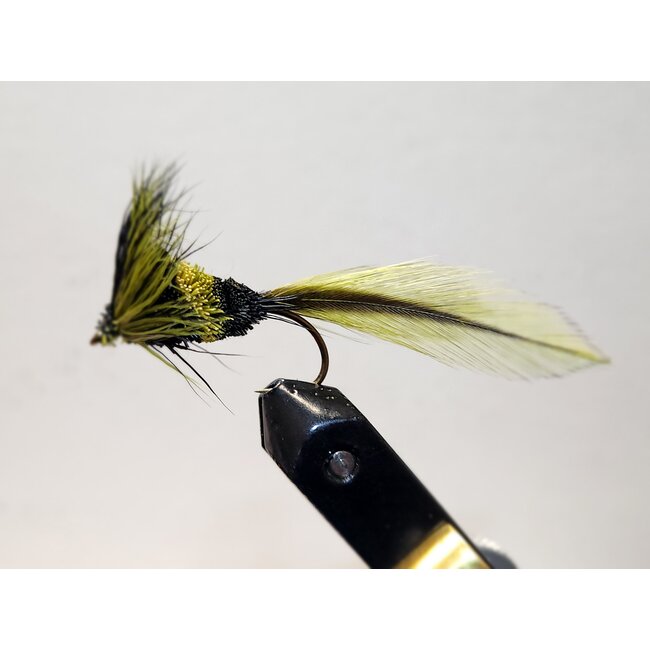 Mouche Popper Black/Olive Moth Hameçon #2