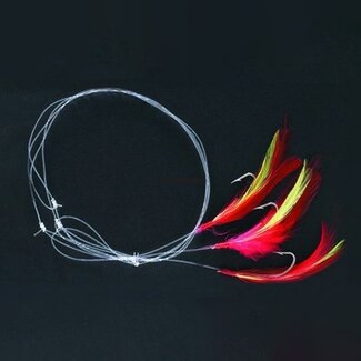 MUSTAD Mustad Mackerel Rig (3) 5/0 40Lb Red/Yellow