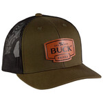 BUCK KNIVES Casquette Buck Knives Trucker Leather Patch Vert Od