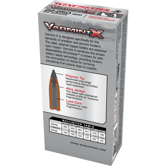 Munitions Winchester Varmint-X Cal.22-250Rem 55Gr