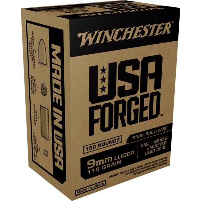 Winchester USA Forged Ammunition Cal. 9mm Luger 115Gr FMJ - Pack of 150