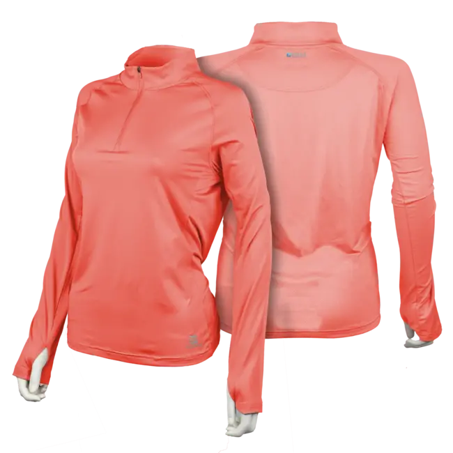 Mobile Cooling Long Sleeve Quarter Zip Sweater Coral