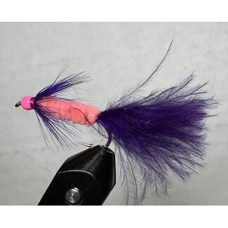 Wooly Bugger Fly Purple Fluorescent Pink #8 B.H.
