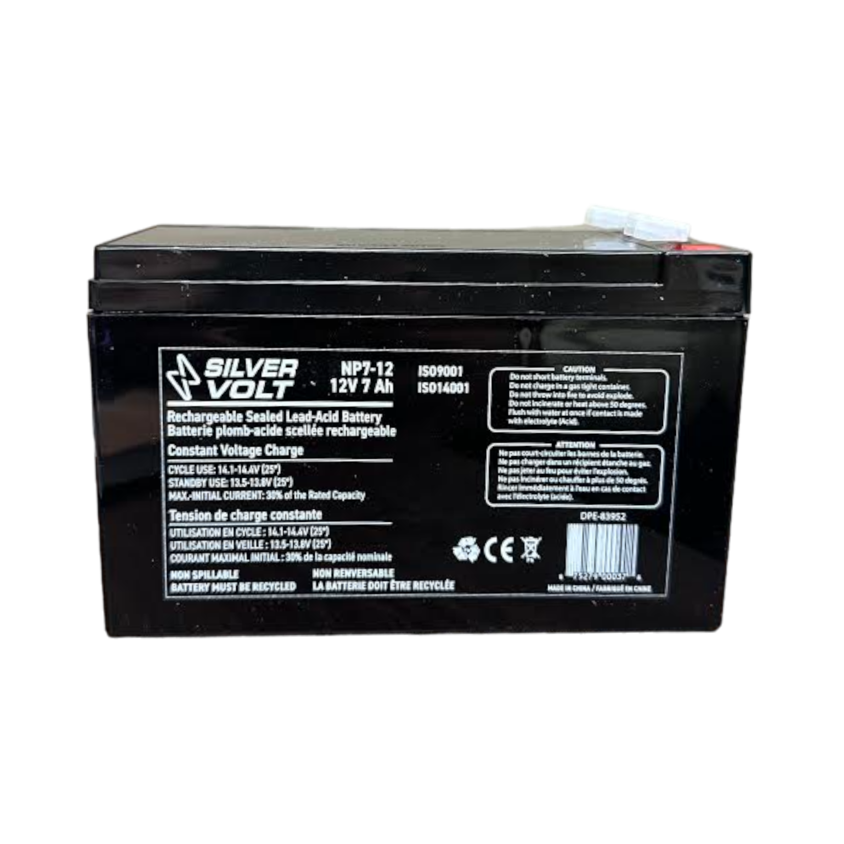 SILVER VOLT Batterie Plomb -Acide Scellée Rechargable Silver Volt 12 v 7ah