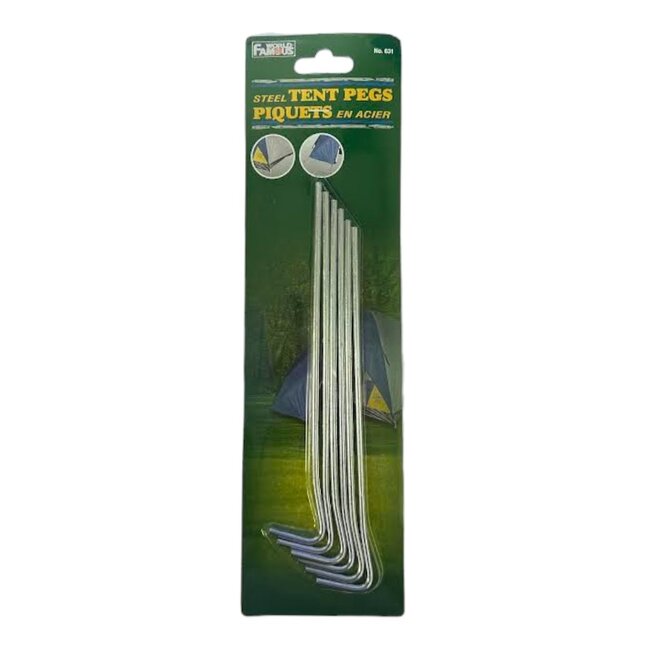 World Famous Steel L Tent Pegs 8'' 6/pkg