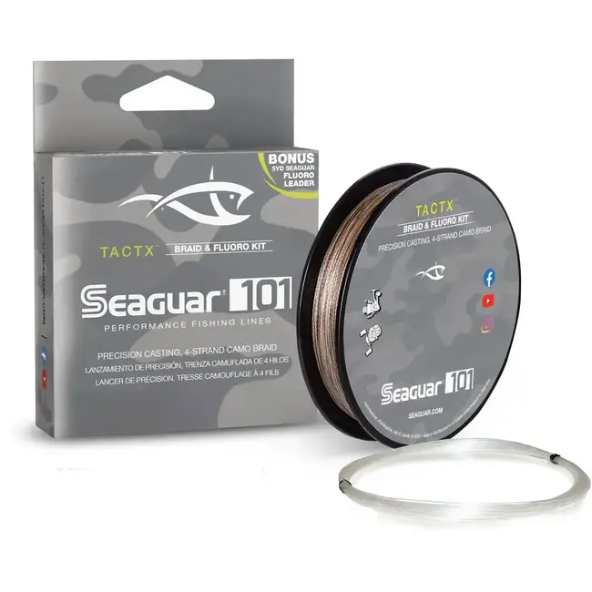 Seaguar 101 Tactx Camo Braided Fishing Line-150yd  With Fluorocarbon Leader-5yd