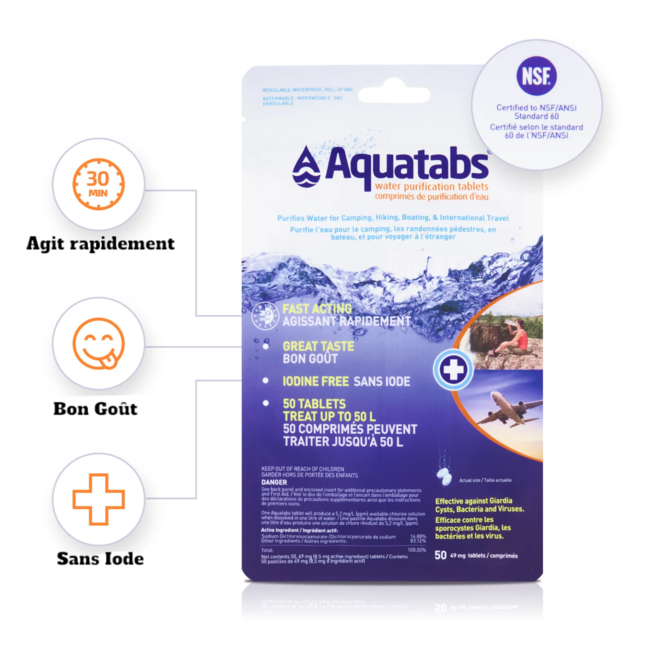 Aquatabs Water Purification Tablets 50/Pkg