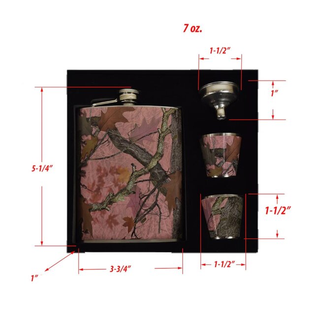 Rivers Edge Flask and Shooter Glasses Set Pink Camouflage