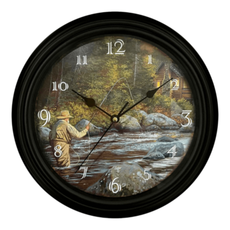 L'ENTREPÔT DU CHASSEUR Horloge Edc Avec Paysage Pêche À La Mouche 12''
