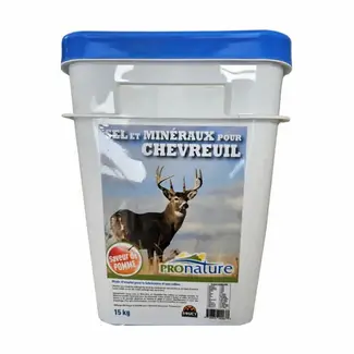 PRONATURE Sel et Minéraux pour Chevreuils  Pronature Saveur de Pomme Chaudière 15 kg