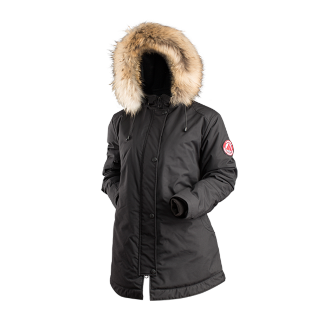 Manteau Angora Femme 3/4 Noir/Gris Xs