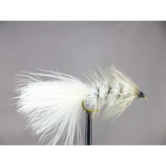 Mouche Etic Woolly Bugger White Crystal Flash Hameçon #10