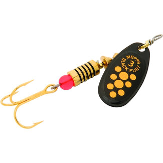 MEPPS Cuillère Mepps Black Fury Dressed #3 1/4 Oz Black/Yellow Dots