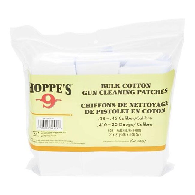 Hoppe's Cleaning Patches for Cal.38 - .45 & .410 - 20 GA 2'' 500/pk
