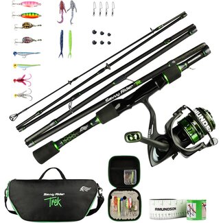 AMUNDSON Amundson Savy Rider Trek Spinning Rod and Reel Combo with Lures