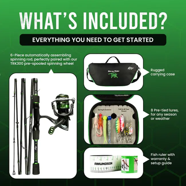 Amundson Savy Rider Trek Spinning Rod and Reel Combo with Lures