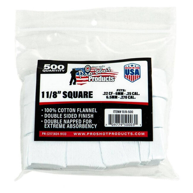 Pro Shot Cleaning Patches for .22-270 Cal 1-1/8'' 500/pk