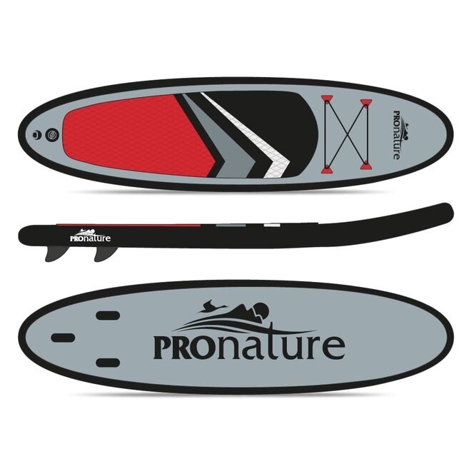 Pronature Charcoal and Red Inflatable Paddleboard 11'X32''X6''