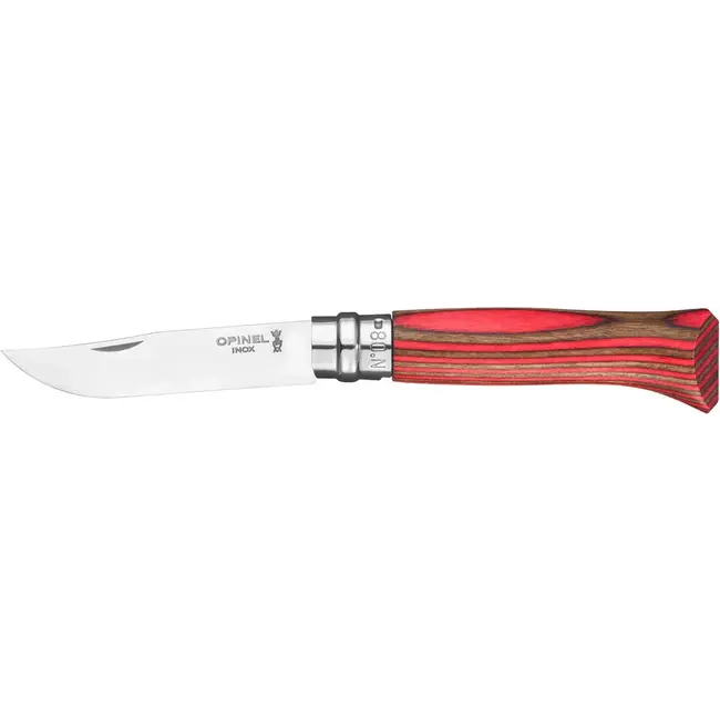Opinel No8 Inox Red Laminated Birch Knife