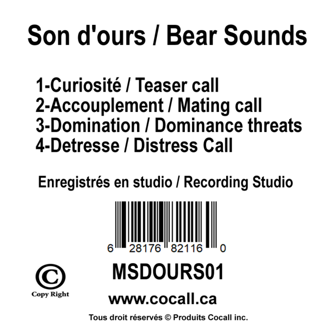 Carte de Son Cocall d'Ours
