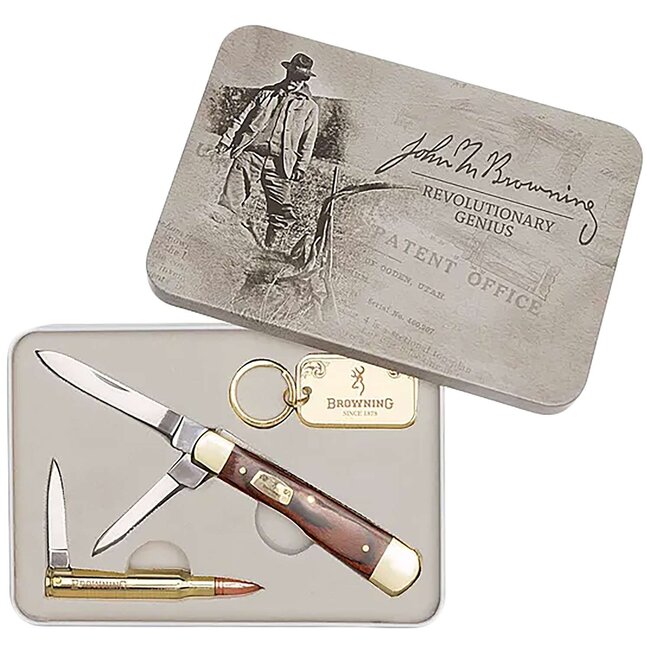 Browning Knife Set with John Browning 25 Metal Box