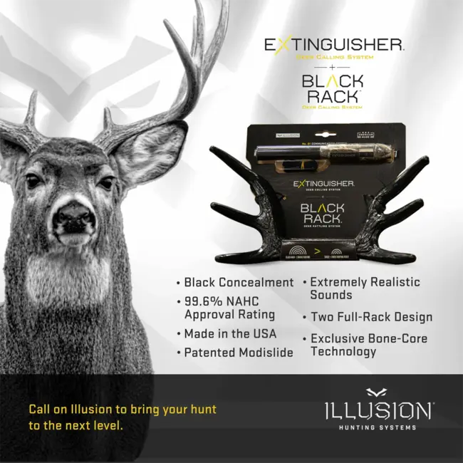 Illusion Extinguisher Call and Black Rack Antlers Deer Combo