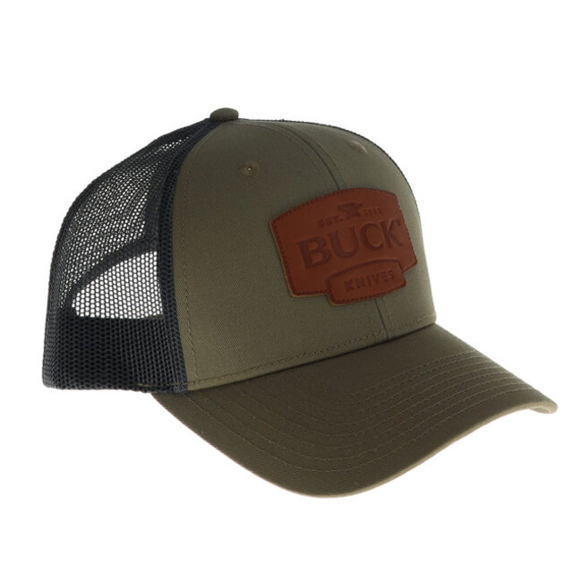 Casquette Buck Knives Logo en Cuir OD Green