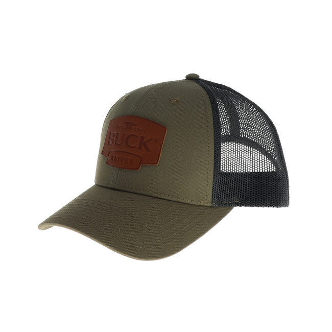 Casquette Buck Knives Logo en Cuir OD Green