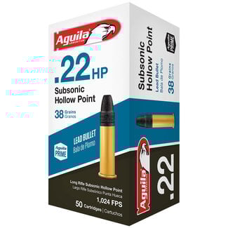 AGUILA Munitions Aguila Subsonic  HP  Cal.22Lr 38gr