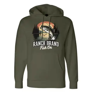 Ranch Brand Ranch Brand Men's Fish On 2 Hooded Sweatshirt, Khaki Green