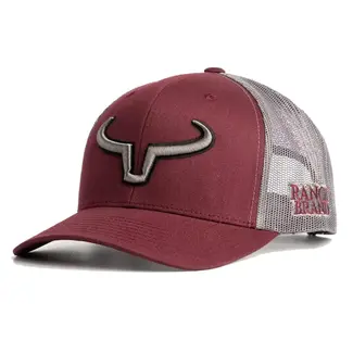 Ranch Brand Ranch Brand Rancher Cap Burgundy & Grey Mesh | Grey & Black Logo