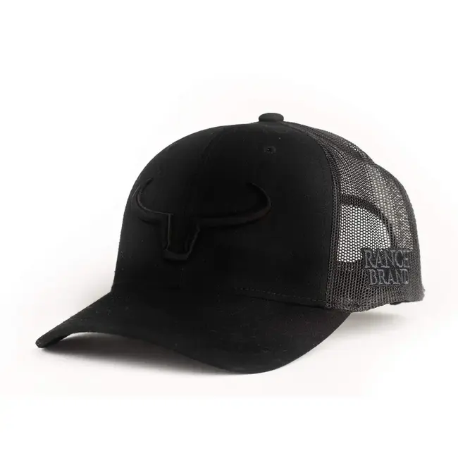 Casquette Ranch Brand Rancher Noir & Mesh Noir | Logo Noir