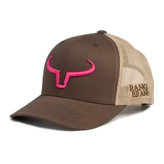 Ranch Brand Casquette Ranch Brand Rancher Brun & Mesh Beige | Logo Rose