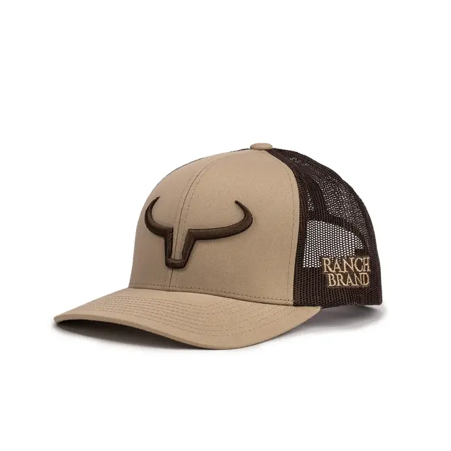 Casquette Ranch Brand Rancher Beige & Mesh Brun | Logo Brun