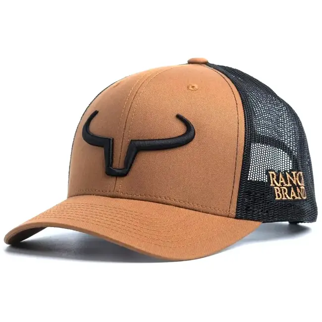 Casquette Ranch Brand Rancher Camel & Mesh Noir | Logo Noir