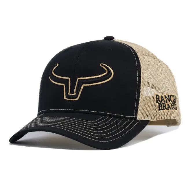 Casquette Ranch Brand Rancher Noir & Mesh Gold | Logo Noir & Gold