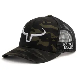 Ranch Brand Casquette Ranch Brand Rancher Multicam Noir & Mesh Noir | Logo Argent