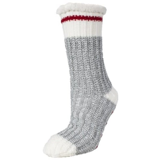 Bas Pantoufle Alper Lucerne Gris Et Rouge