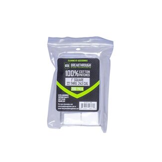 BREAKTHROUGH CLEAN TECHNOLOGIES Breakthrough Cotton Patches 1''x1'' Cal..22 -.243 200/pk