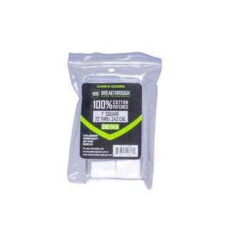 BREAKTHROUGH CLEAN TECHNOLOGIES Lingettes de Coton Breakthrough  1''x1'' Cal..22 -.243  200/pqt